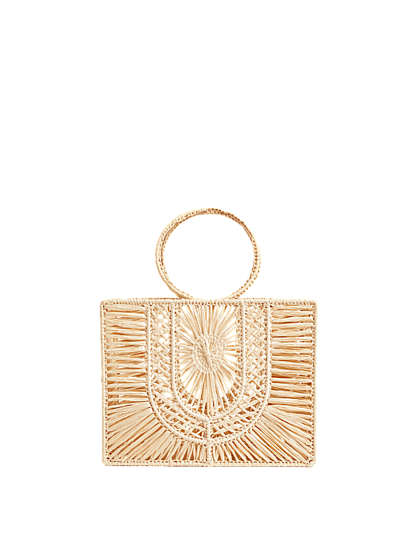Straw Top Handle Structured Bag