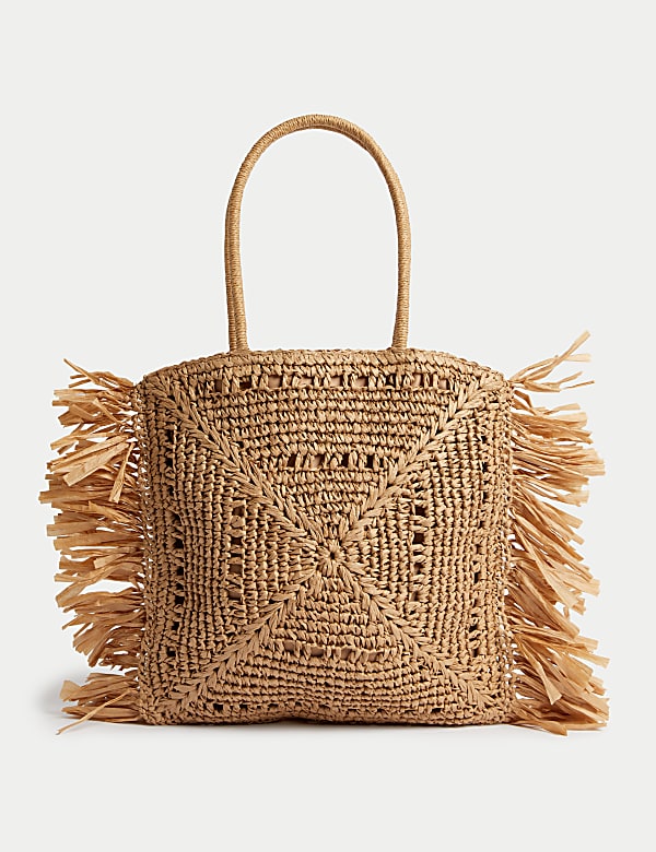 Straw Fringed Tote Shopper - AL