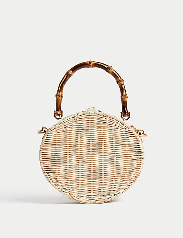 Rattan Top Handle Grab Bag