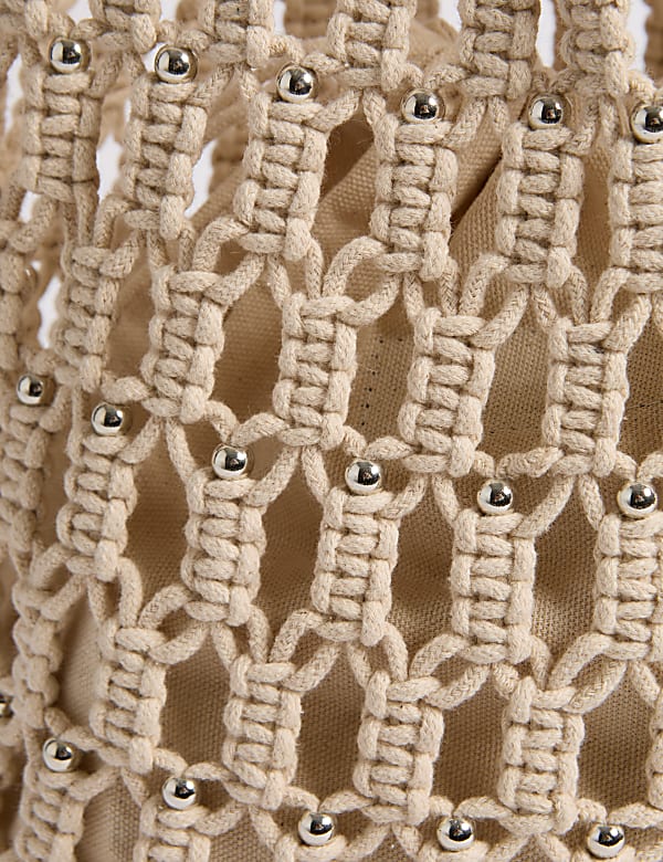 תיק כתף מבד עשיר בכותנה עם חרוזים - IL