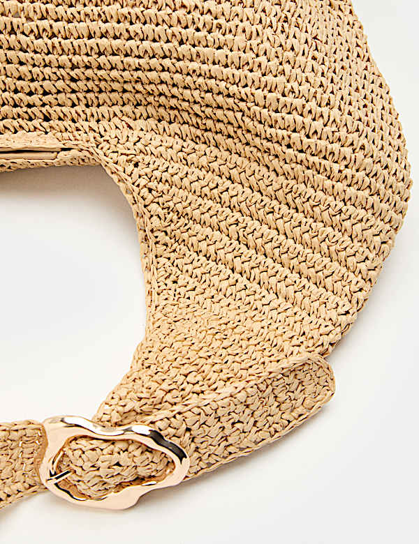 Straw Hardware Detail Shoulder Bag - CA