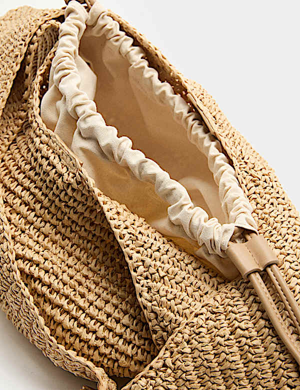 Straw Hardware Detail Shoulder Bag - CA