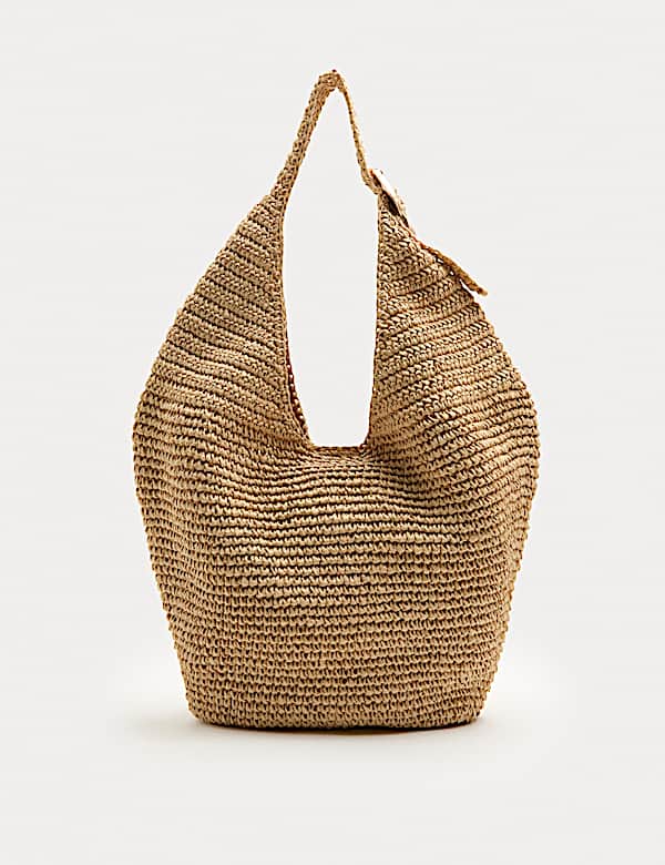 Straw Hardware Detail Shoulder Bag - CA