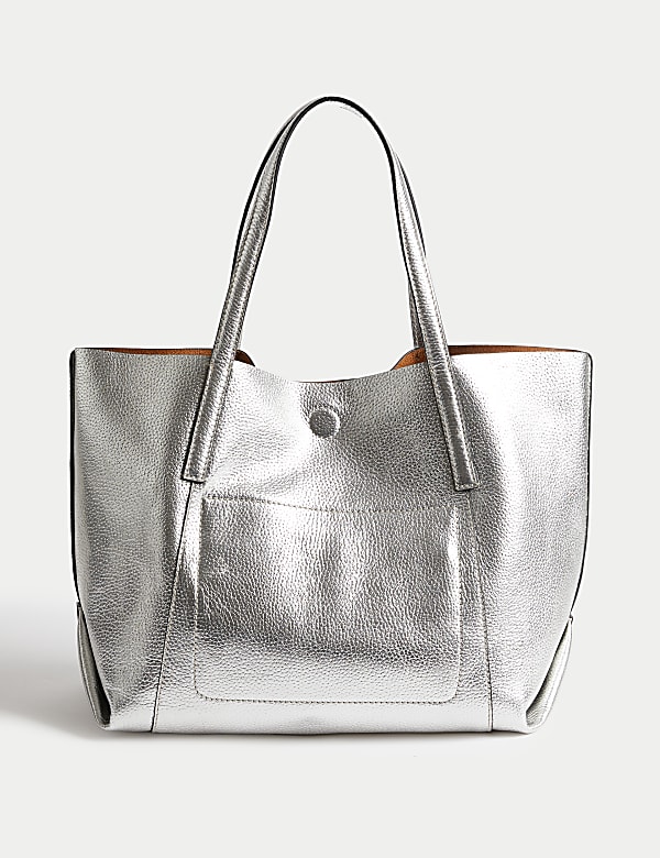Leather Plain Tote Bag