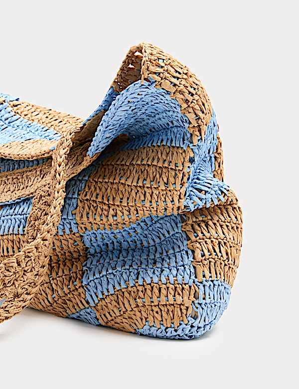 Straw Checkerboard Tote Bag - ES