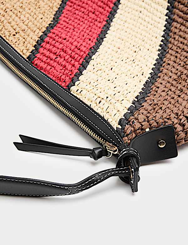Straw Colour Block Shoulder Bag - DK