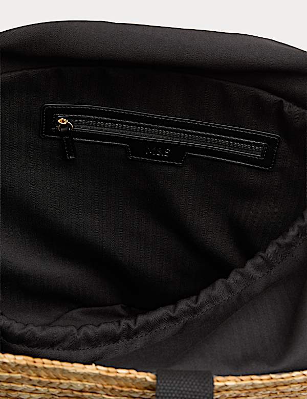 Straw Drawstring Bucket Bag - NL