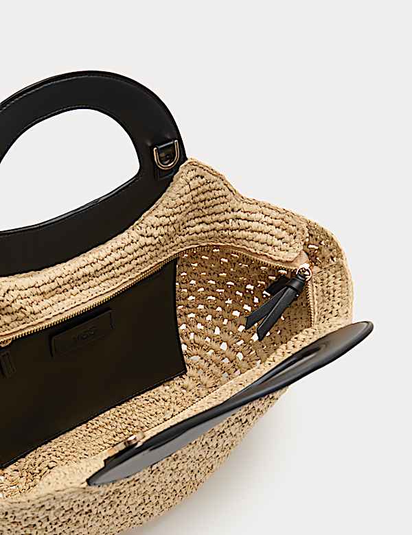 Straw Ring Detail Basket Tote - GR