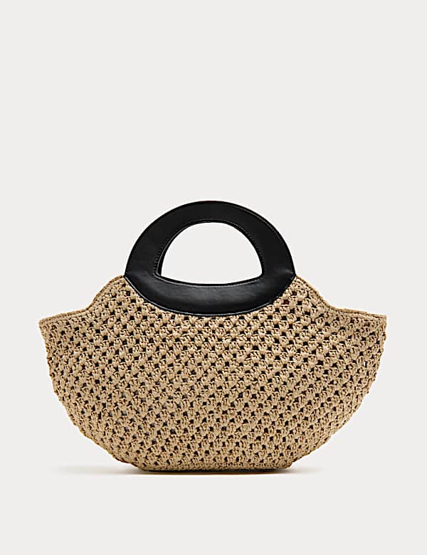 Straw Ring Detail Basket Tote - GR