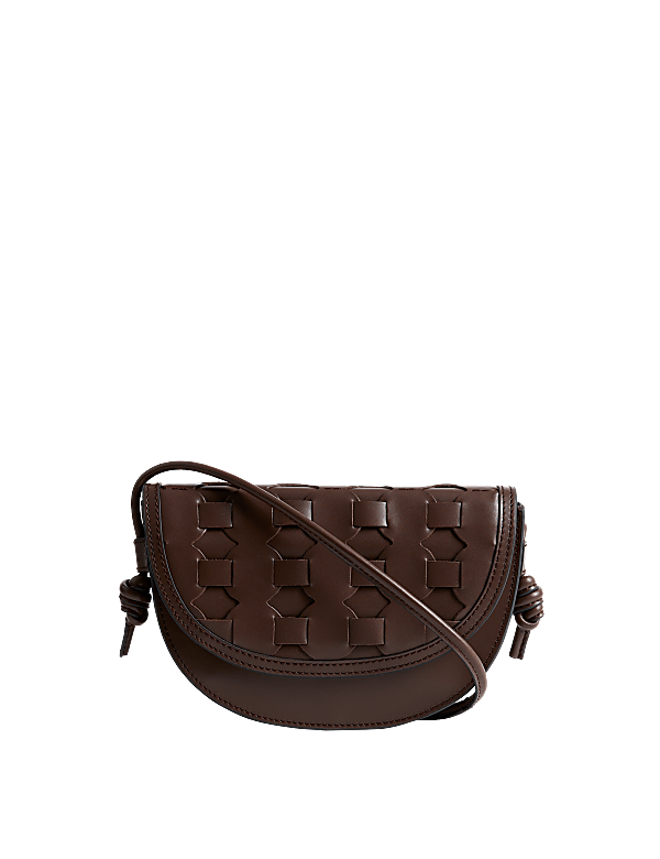 Leather Woven Saddle Bag