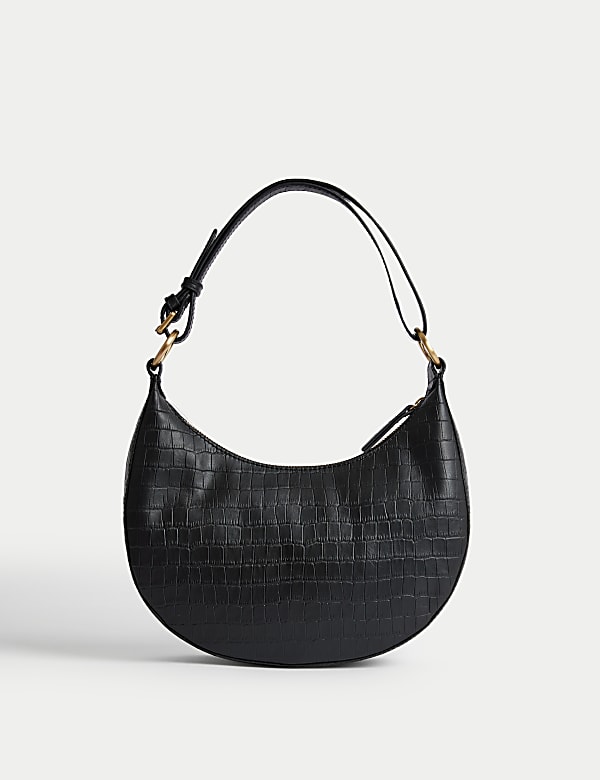 Leather Croc Effect Shoulder Bag