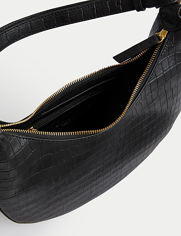 Leather Croc Effect Shoulder Bag