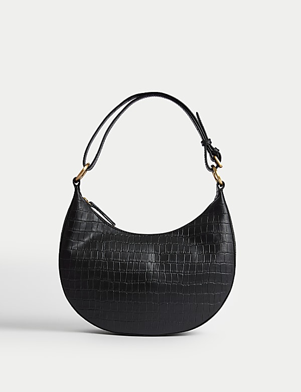 Leather Croc Effect Shoulder Bag