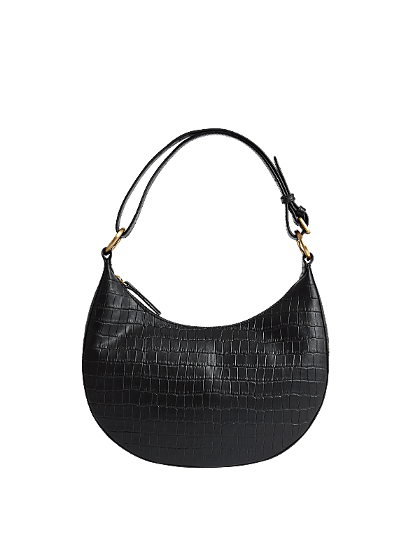 Leather Croc Effect Shoulder Bag