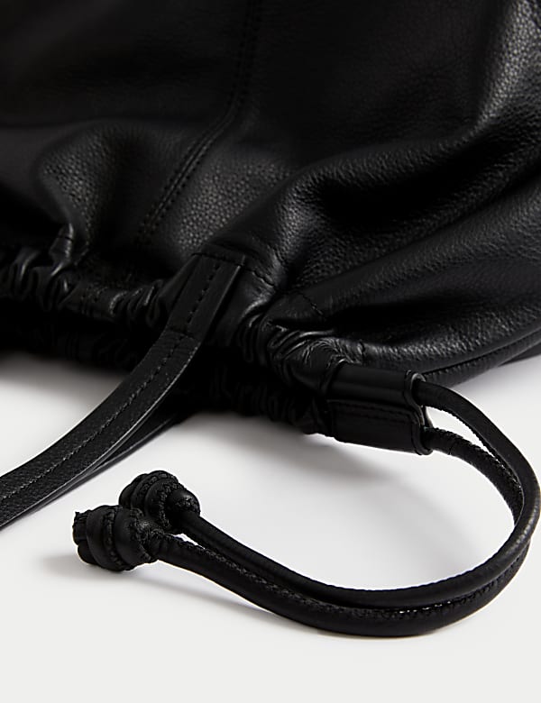Leather Drawstring Tote Bag - AT