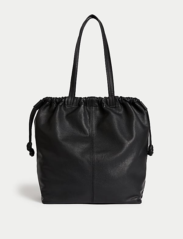 Leather Drawstring Tote Bag - AT