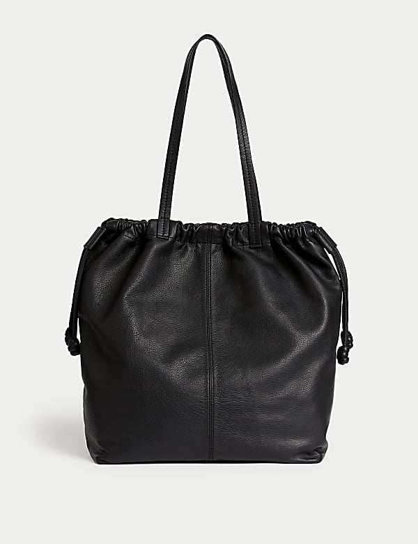 Leather Drawstring Tote Bag - AT
