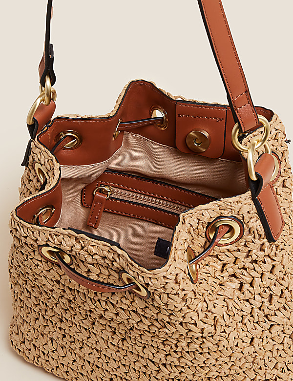 Straw Duffle Cross Body Bag