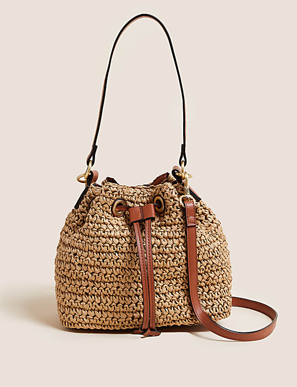 Straw Duffle Cross Body Bag