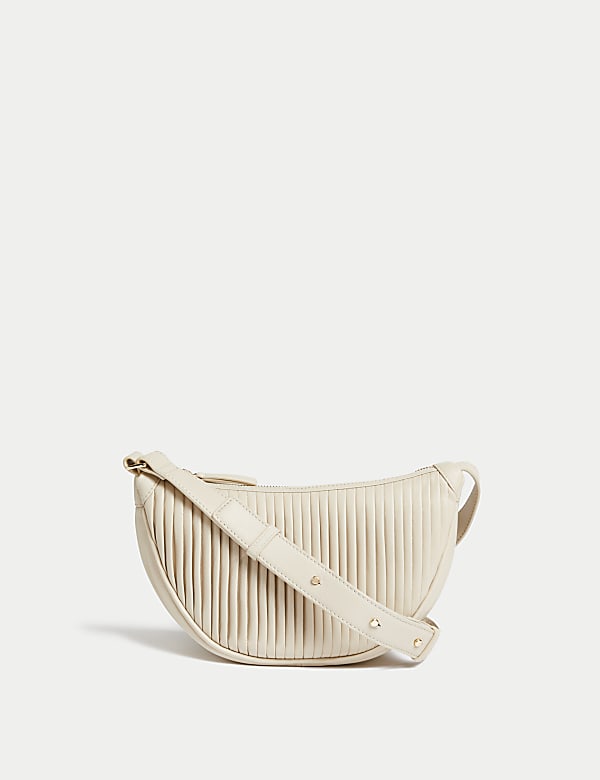 Leather Pleated Sling Cross Body Bag - MV