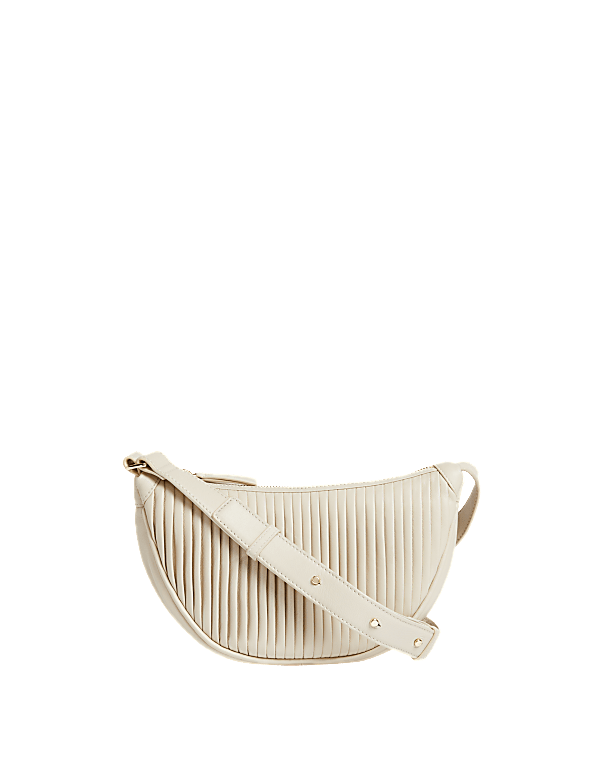 Leather Pleated Sling Cross Body Bag