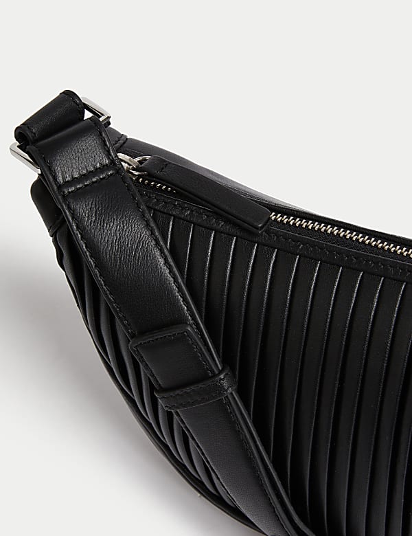 Leather Pleated Sling Cross Body Bag