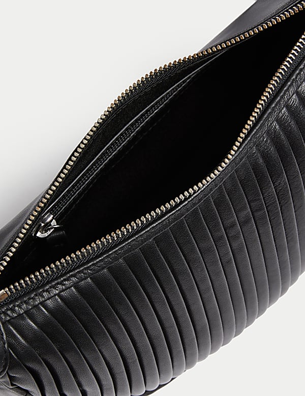 Leather Pleated Sling Cross Body Bag