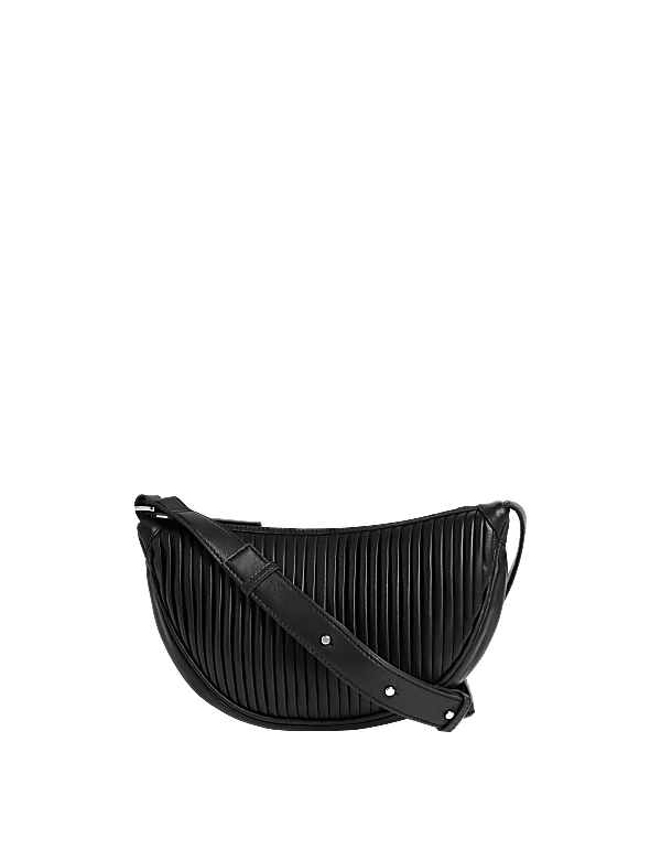 Leather Pleated Sling Cross Body Bag