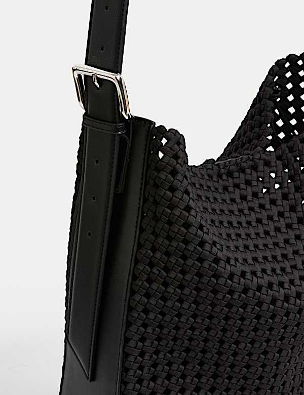 Fabric Woven Shoulder Tote Bag - IS