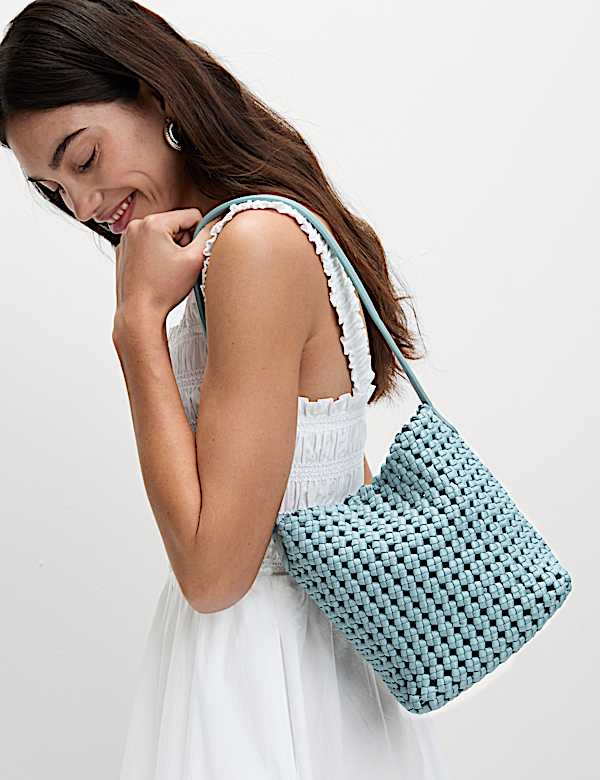 Woven Shoulder Tote Bag - BE