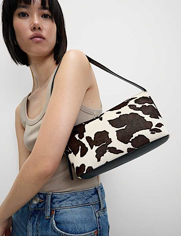 Hair On Leather Animal Print Shoulder Bag - BG
