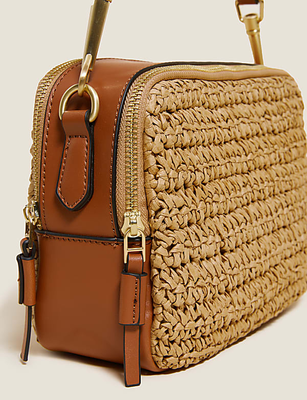 Straw Cross Body Camera Bag - CH