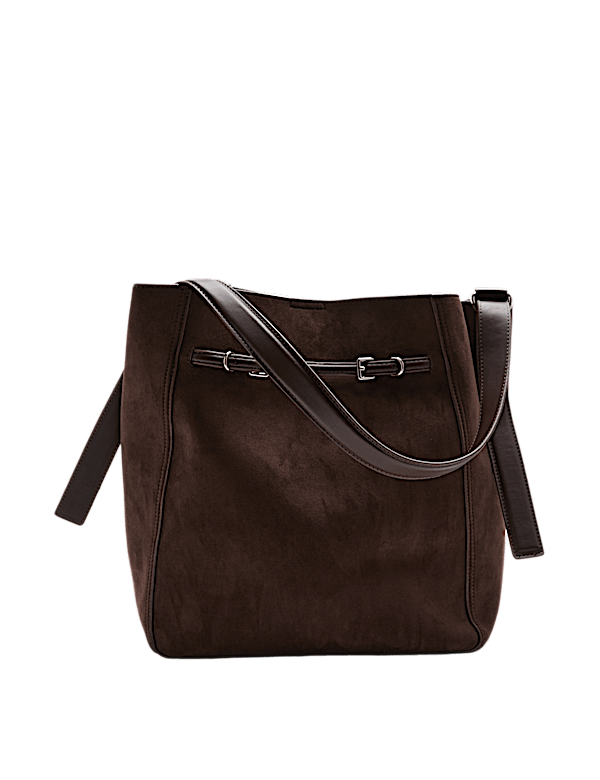 Suedette Buckle Tote Bag