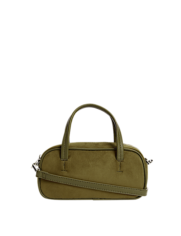 Suedette Mini Bowler Cross Body Bag