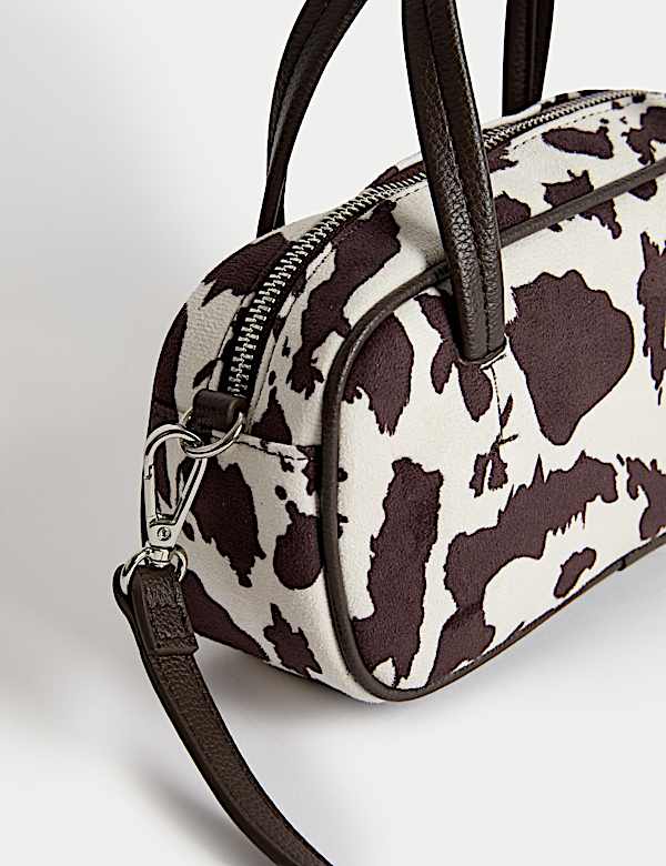 Suedette Mini Bowler Cross Body Bag