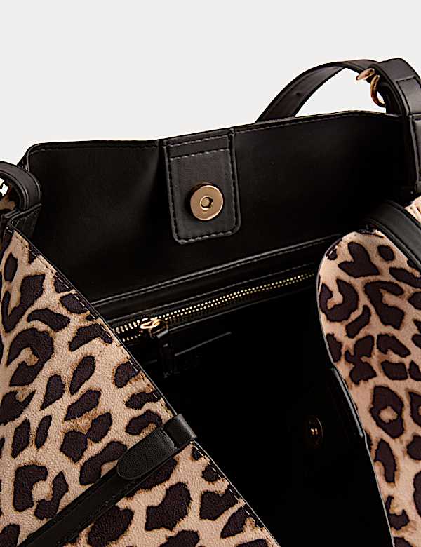 Suedette Animal Print Slouchy Tote Bag
