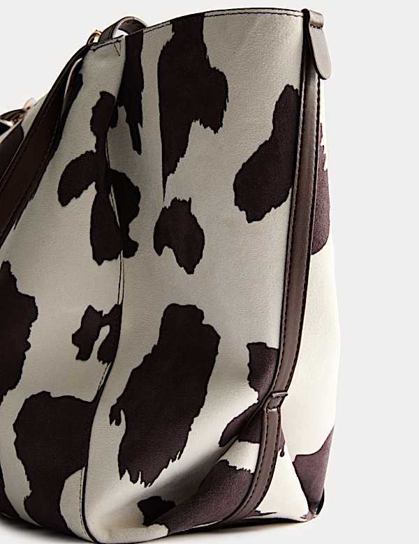 Suedette Animal Print Slouchy Tote Bag