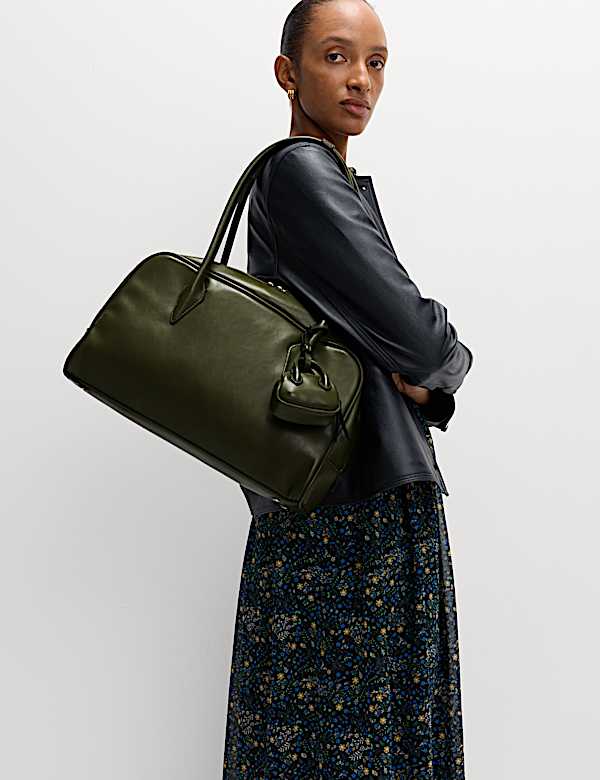 Faux Leather Bowler Bag