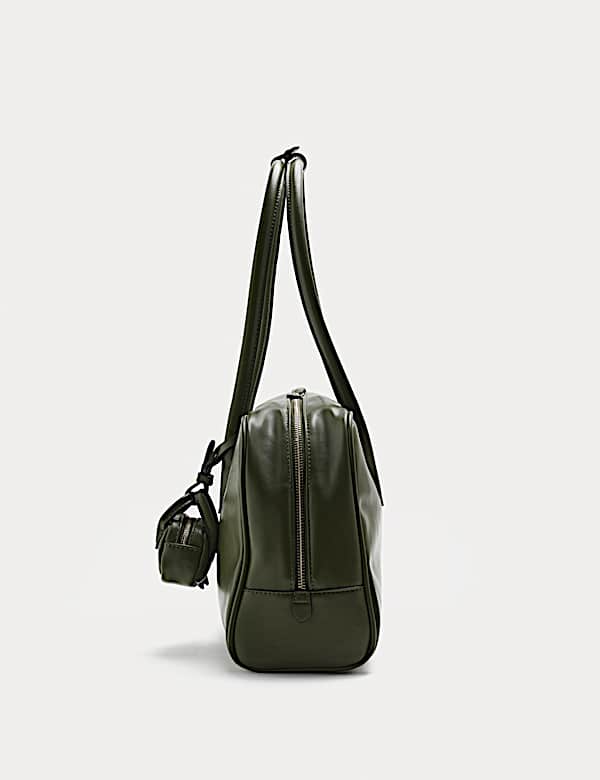 Faux Leather Bowler Bag