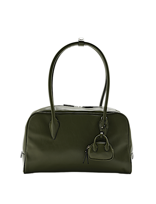 Faux Leather Bowler Bag