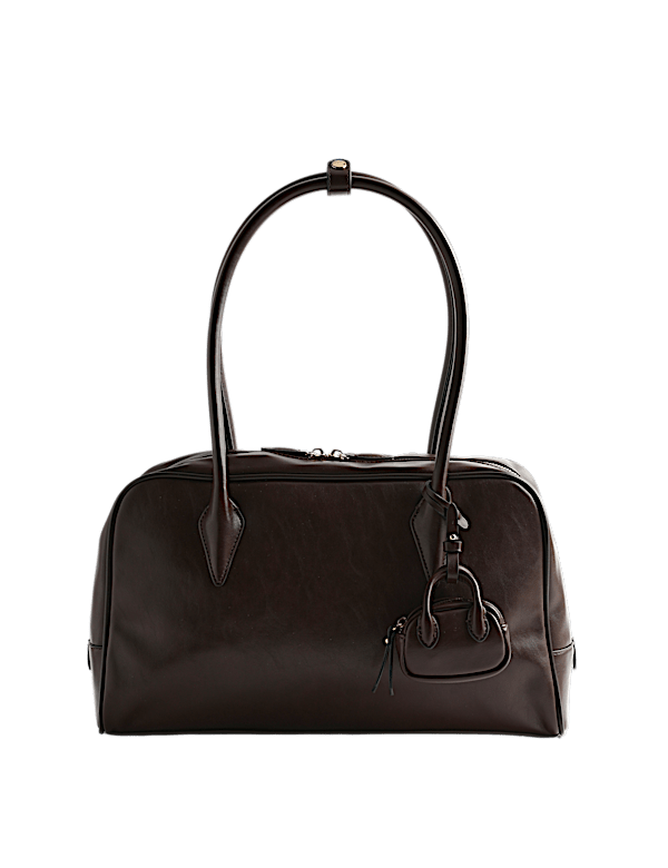 Faux Leather Bowler Bag