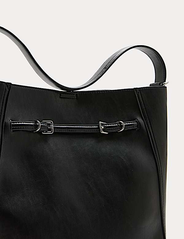 Faux Leather Buckle Tote Bag - MX