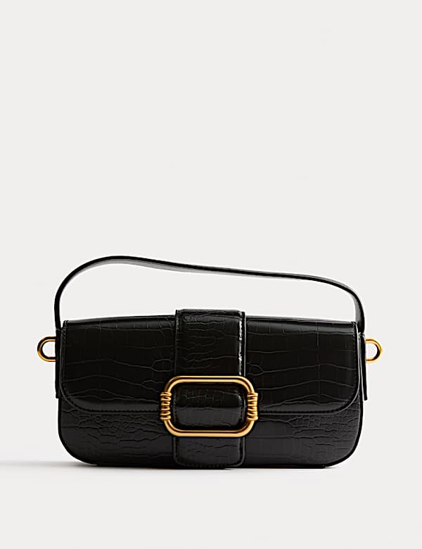 Faux Leather Croc Effect Baguette Bag - ES