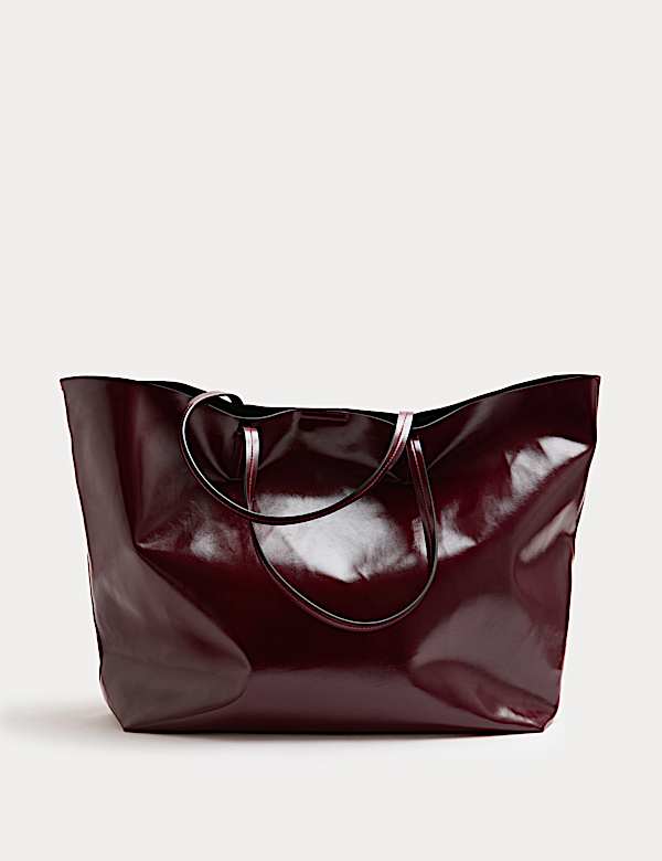 Faux Leather Oversized Tote Bag - IS