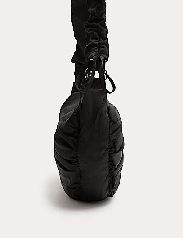 Nylon Ruched Sling Shoulder Bag - BN