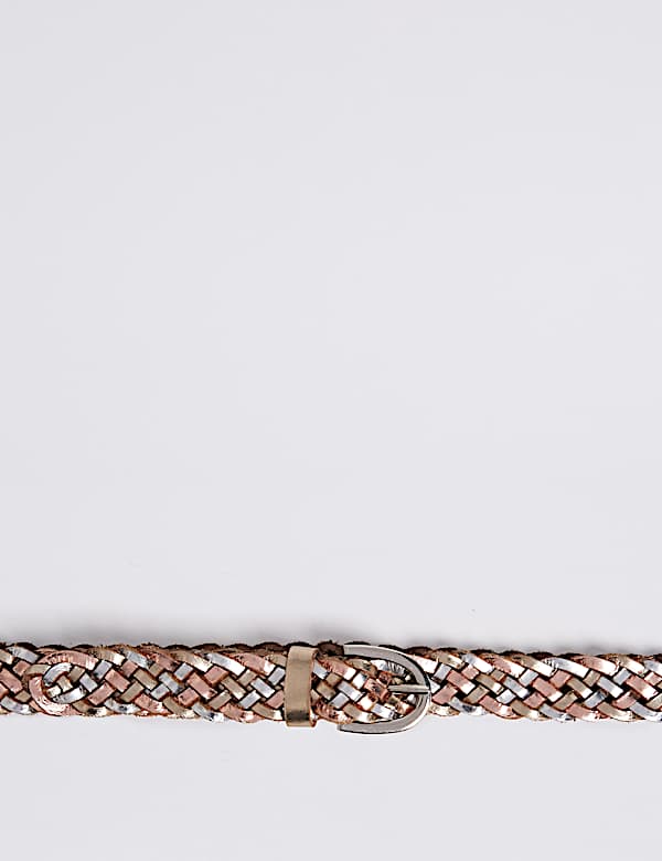Leather Metallic Weave Hip Belt