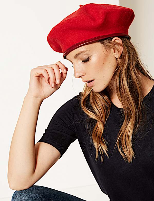Pure Wool Trim Felt Beret