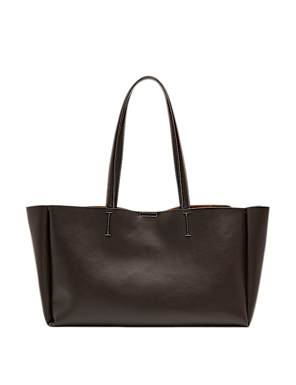 Faux Leather Structured Tote Bag