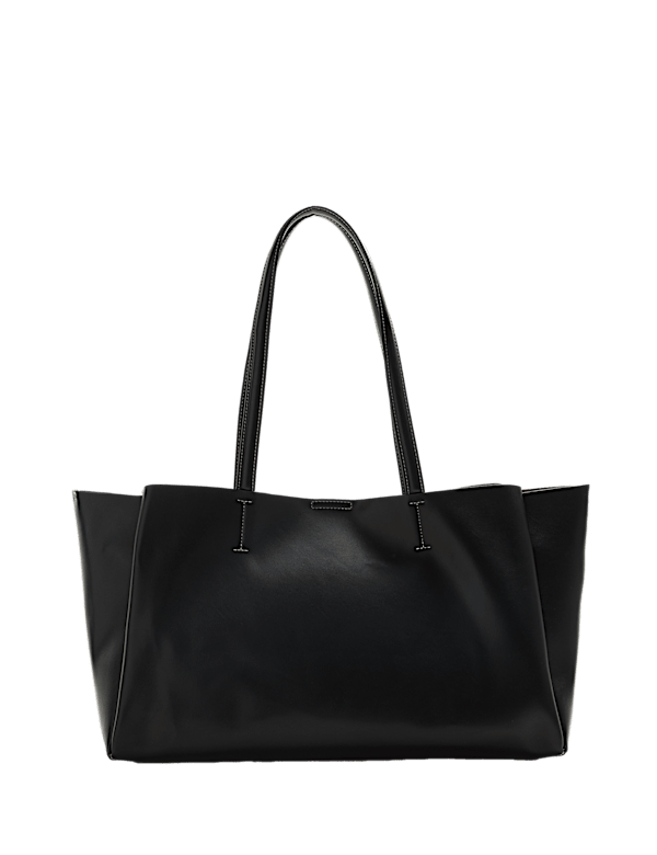 Faux Leather Structured Tote Bag