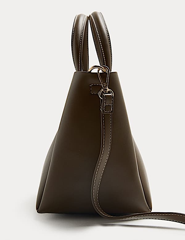 Faux Leather Structured Mini Tote Bag - SI